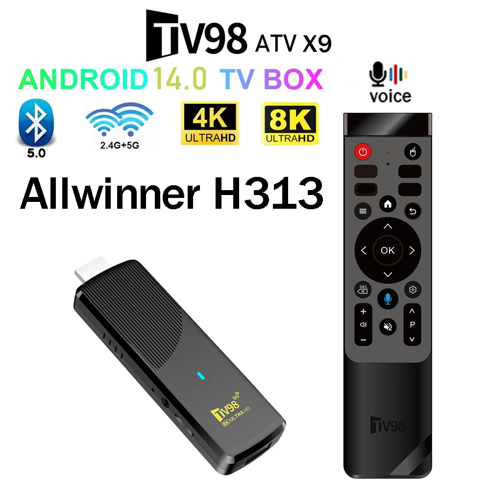 ТВ-приставка TV98 ATV X9 на Android 14, Smart TV-плеер Allwinner H313 Quad core HD 8K 4K, медиаплеер с поддержкой 4G/5G Dual Wifi, голосовой пульт, IPTV
ТВ-приставка TV98 ATV X9 на Android 14, Smart TV-плеер Allwinner H313 Quad core HD 8K 4K, медиаплеер с поддержкой 4G/5G Dual Wifi, голосовой пульт, IPTV