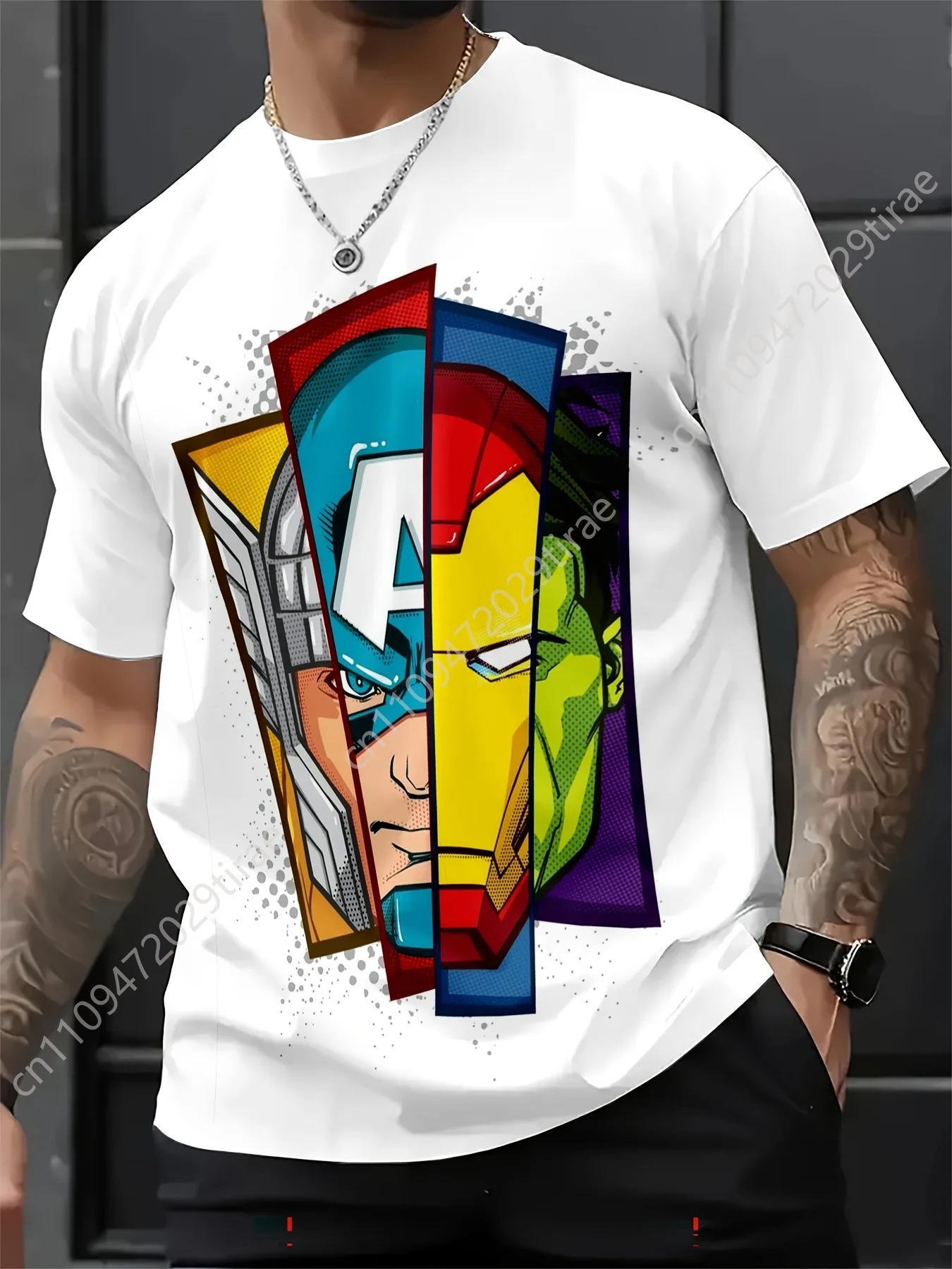Summer Marvel Superhero Block Printed Short Sleeve Men's Street Round Neck Short Sleeve Top Cosplay
Summer Marvel Superhero Block Printed Short Sleeve Men's Street Round Neck Short Sleeve Top Cosplay