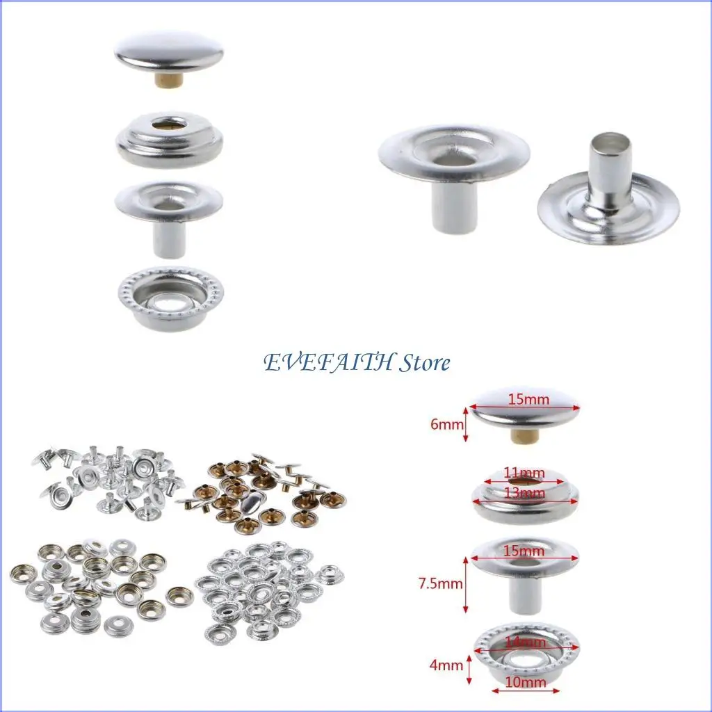 124B 100Pcs Fastener Stainless Steel Canvas Cap Tent Marine Silver Tools Fastener Sockets Buttons
124B 100Pcs Fastener Stainless Steel Canvas Cap Tent Marine Silver Tools Fastener Sockets Buttons