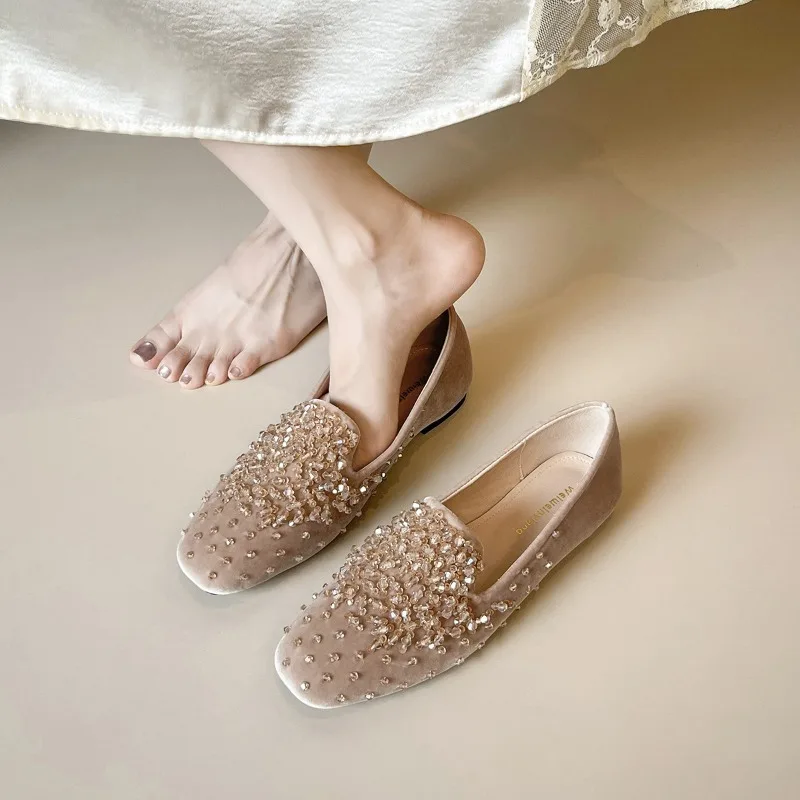 Shoes for Woman French Ballet Flats Luxury Rhinestone Loafers Women Designer Shoes Women Spring Banquet Casual Shoes New Zapatos
Shoes for Woman French Ballet Flats Luxury Rhinestone Loafers Women Designer Shoes Women Spring Banquet Casual Shoes New Zapatos