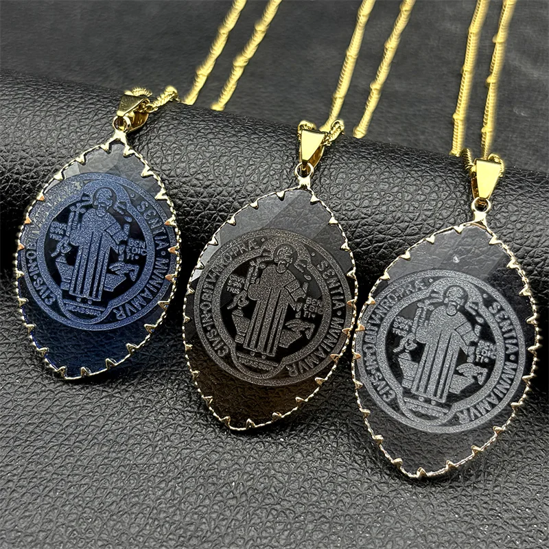 Catholic Saint Benedict Oval Glass Pendant Necklace for Women Men Stainless Steel Chain Choker Necklaces Jewelry San Benito
Catholic Saint Benedict Oval Glass Pendant Necklace for Women Men Stainless Steel Chain Choker Necklaces Jewelry San Benito