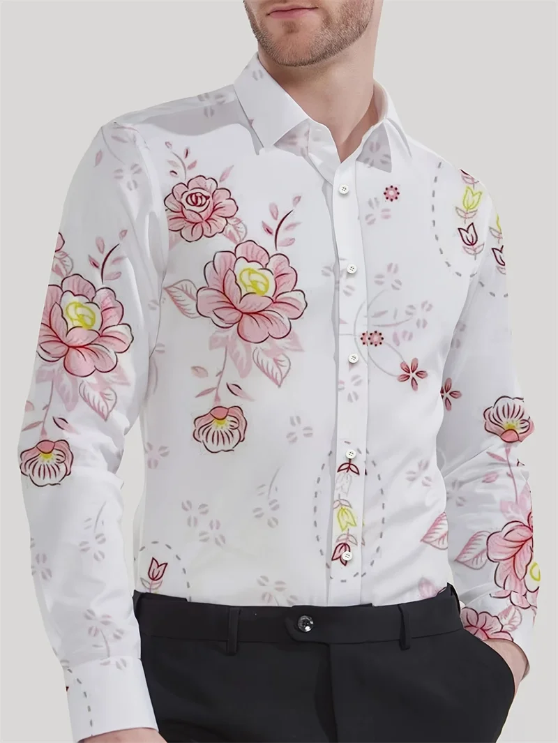 2025 men's elegant floral pattern long sleeved shirt - regular fit business shirt made of lapel polyester fabric
2025 men's elegant floral pattern long sleeved shirt - regular fit business shirt made of lapel polyester fabric