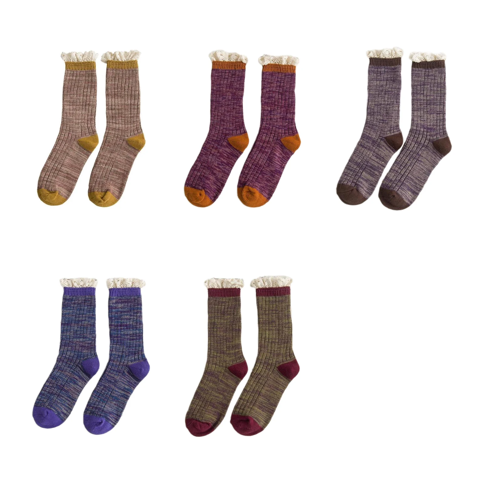 Japanese Harajuku lace mid-calf socks 5-color set: yellow/orange/brown/blue-purple/burgundy
Japanese Harajuku lace mid-calf socks 5-color set: yellow/orange/brown/blue-purple/burgundy