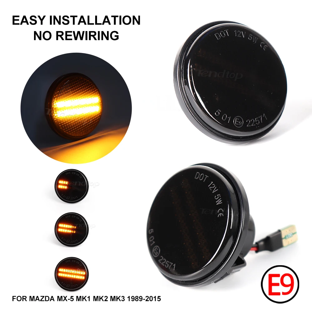 Dynamic Blinker Sequential Flashing Side Marker Light Turn Signal Lamp For Mazda MX5 Mk1 Mk2 Mk3 1989-2015
Dynamic Blinker Sequential Flashing Side Marker Light Turn Signal Lamp For Mazda MX5 Mk1 Mk2 Mk3 1989-2015