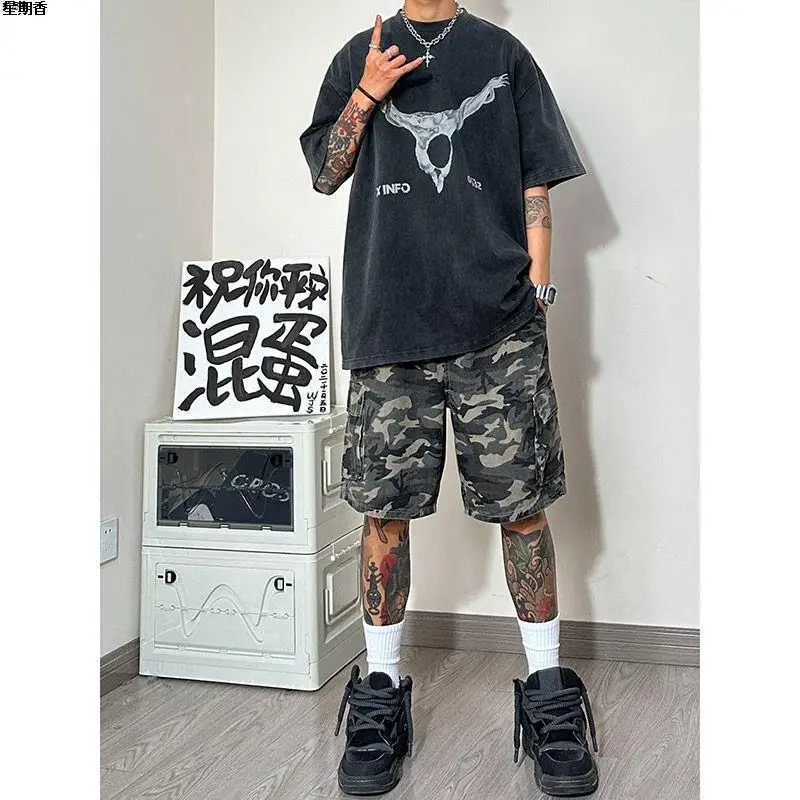Men's New Style Spliced elastic Loose Straight High Street Camouflage Design Five-point Denim Shorts
Men's New Style Spliced elastic Loose Straight High Street Camouflage Design Five-point Denim Shorts