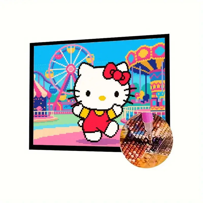 1 шт. комплект алмазной живописи «Hello Kitty», 5D DIY полная дрель, круглая алмазная живопись, сцена в парке развлечений с милым мультяшным пикселем и обозмом W 
1 шт. комплект алмазной живописи «Hello Kitty», 5D DIY полная дрель, круглая алмазная живопись, сцена в парке развлечений с милым мультяшным пикселем и обозмом W