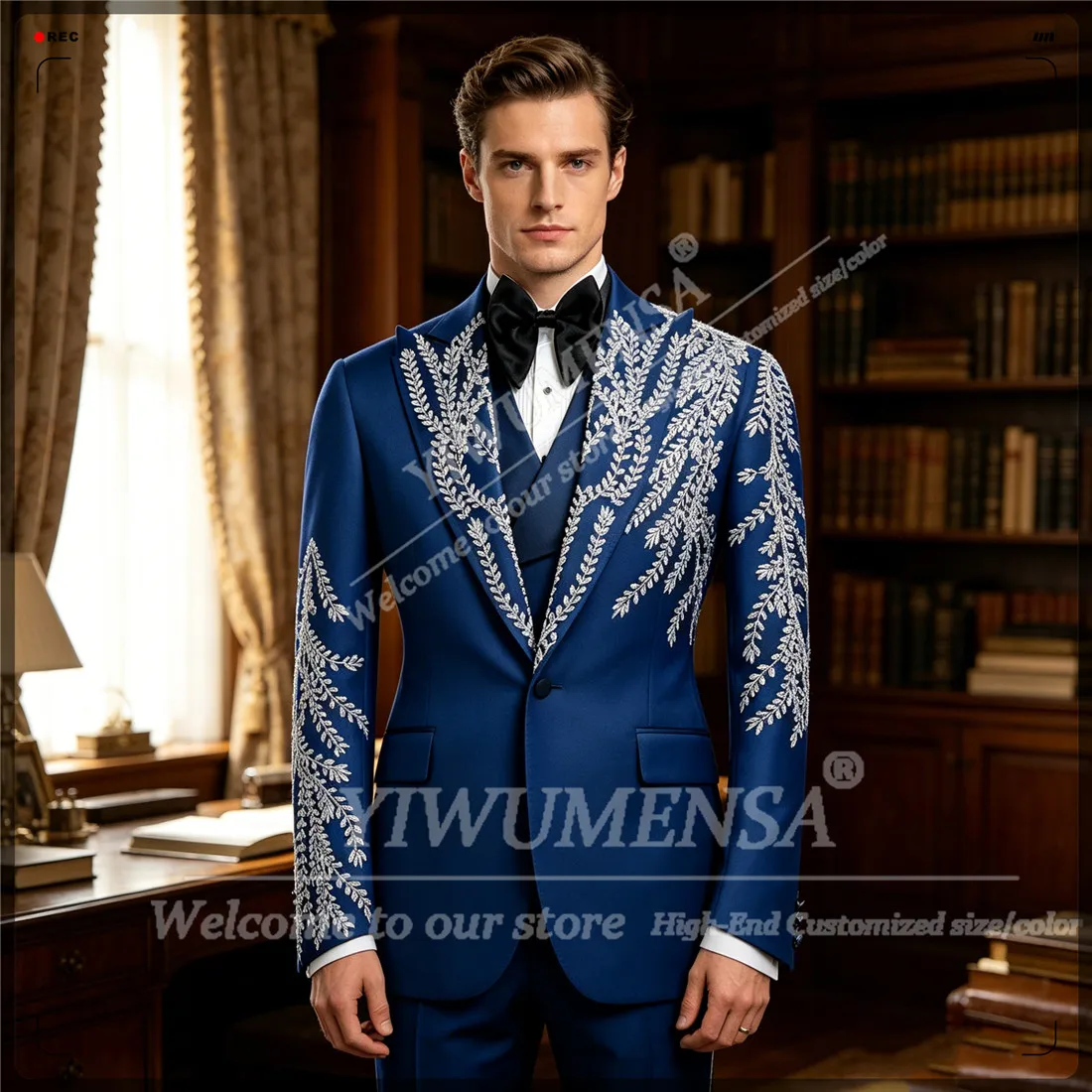 Elegant Suits Men 3 Pieces Sets Jewelry Stones Ornament Groom Prom Blazers Customized Man Banquet Attire Slim Fit Male Outfits
Elegant Suits Men 3 Pieces Sets Jewelry Stones Ornament Groom Prom Blazers Customized Man Banquet Attire Slim Fit Male Outfits
