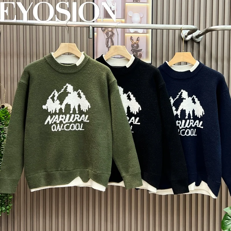 Men's Round Neck Thickene Sweater Autumn Winter New High Quality 800G Fake Two-piece Plus Size Inner Knitted Top Pullover 
Men's Round Neck Thickene Sweater Autumn Winter New High Quality 800G Fake Two-piece Plus Size Inner Knitted Top Pullover
