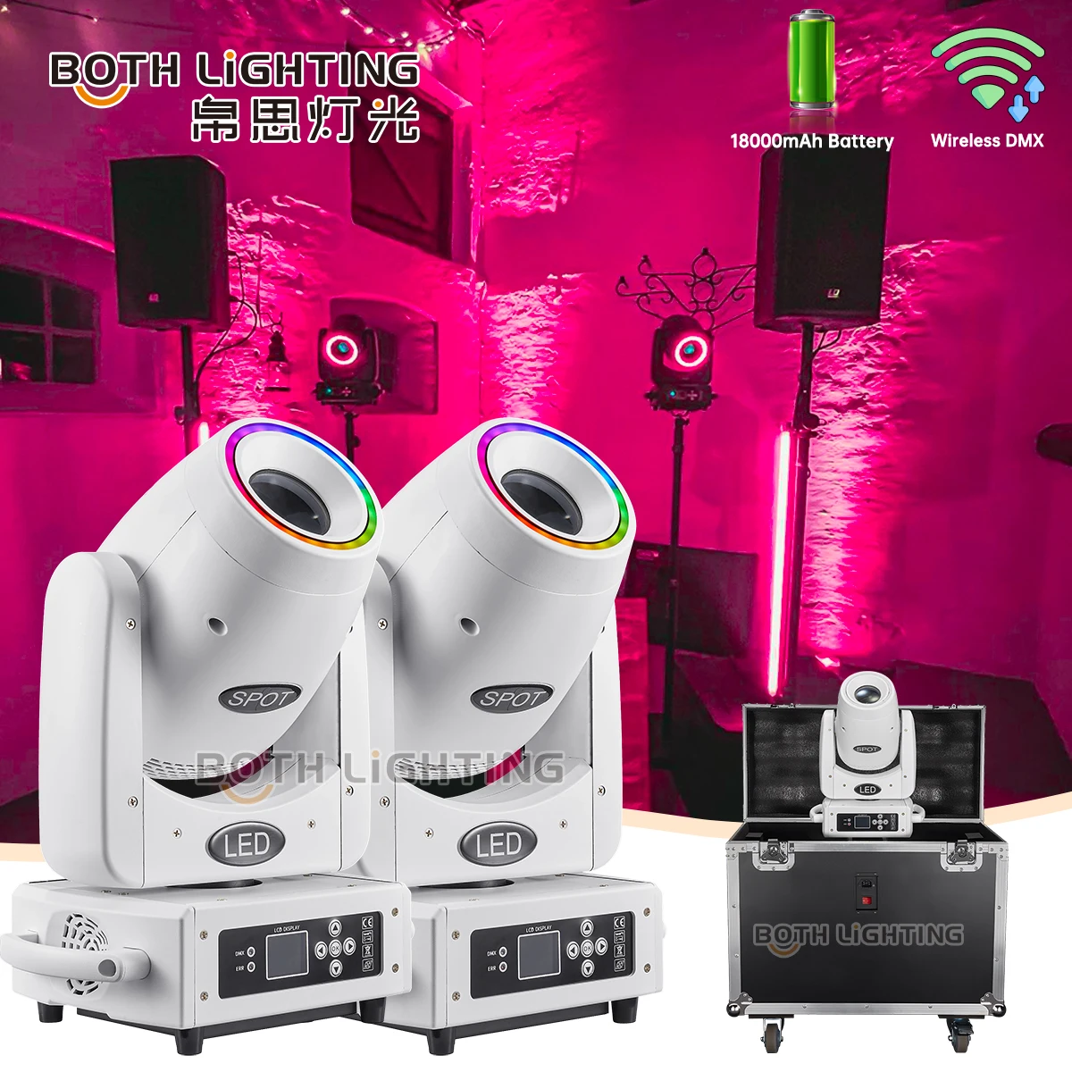 2pcs in a case Both Lighting 100w BPM Spots Moving Head Light Wireless DMX Battery Power Sharpy Lights for DJ Wedding Party Club
2pcs in a case Both Lighting 100w BPM Spots Moving Head Light Wireless DMX Battery Power Sharpy Lights for DJ Wedding Party Club