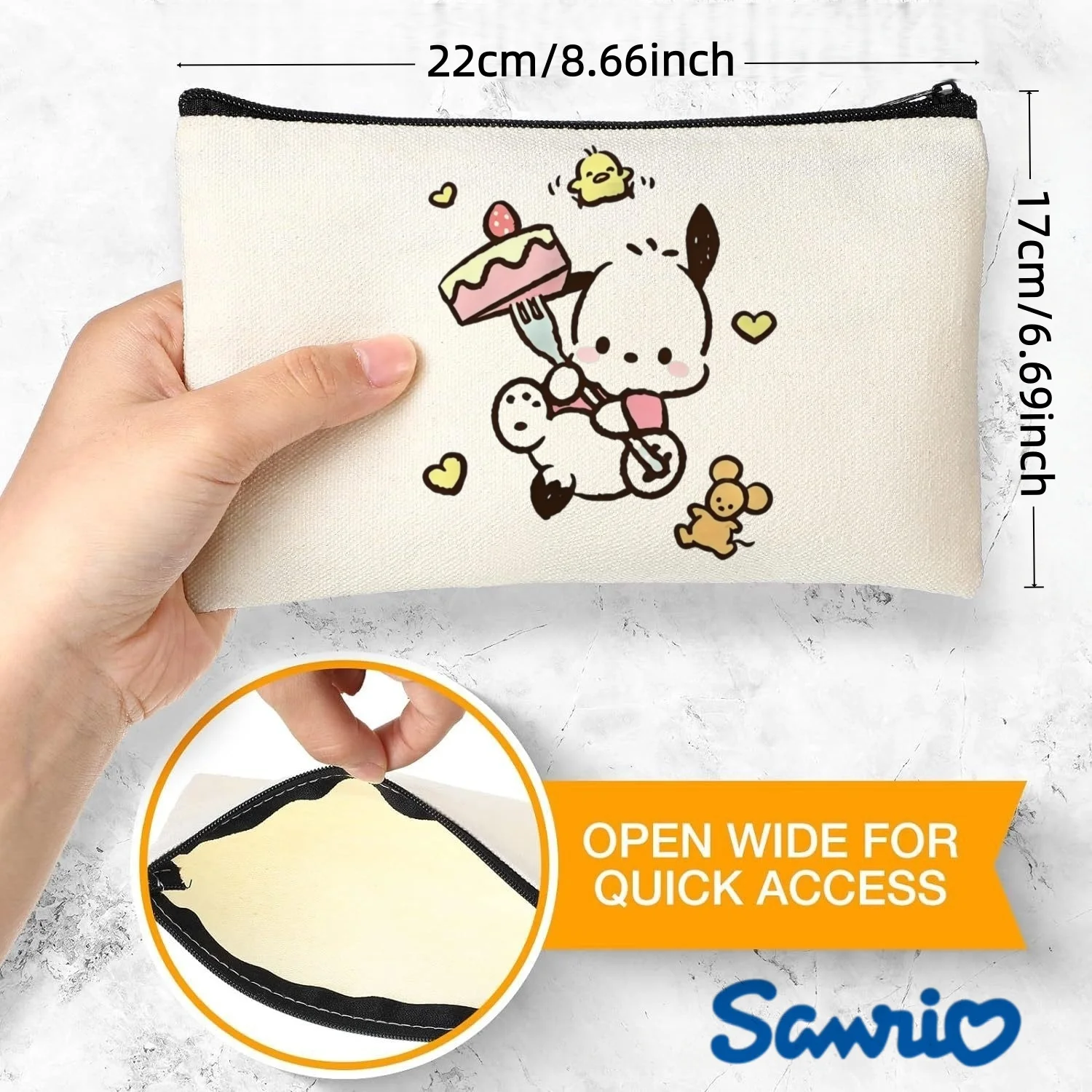 1PC Pochacco with Cake & Friends Canvas Makeup Bag, Sanrio Cosmetic Pouch
1PC Pochacco with Cake & Friends Canvas Makeup Bag, Sanrio Cosmetic Pouch