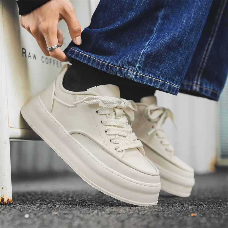Korean style men casual flats platform shoes lace-up white original leather oxfords shoe youth street sneakers trendy footwear
Korean style men casual flats platform shoes lace-up white original leather oxfords shoe youth street sneakers trendy footwear
