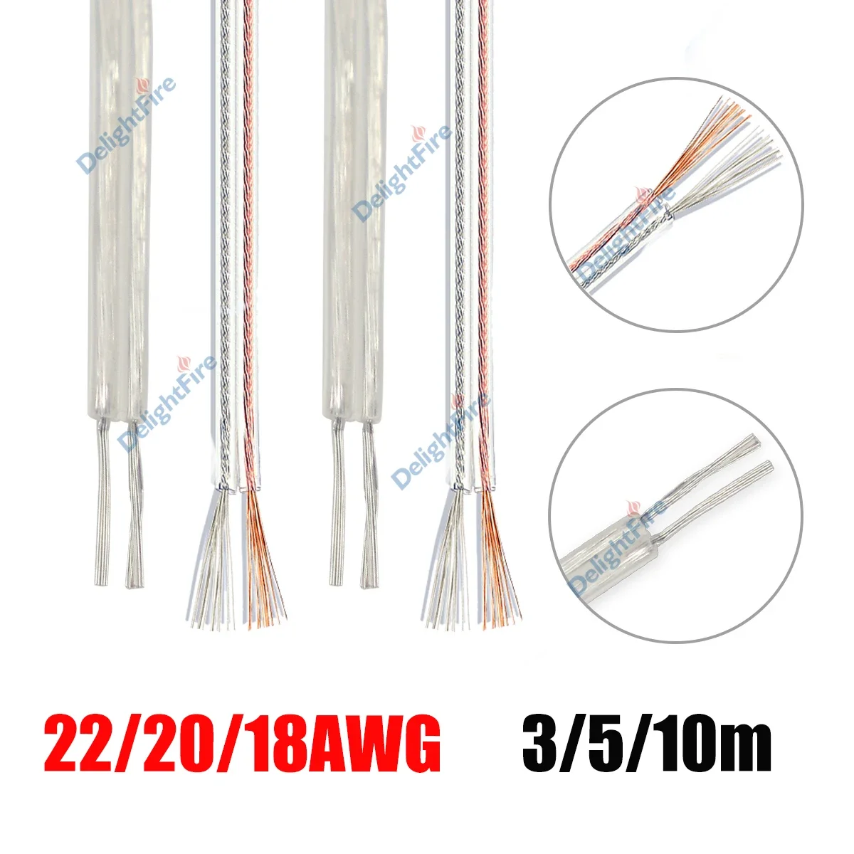 2 Pin Speaker Wire 22 20 18 Gauge 12V Transparent Parallel Cable For LED Strips Lighting Headphone Audio Sound System Automotive
2 Pin Speaker Wire 22 20 18 Gauge 12V Transparent Parallel Cable For LED Strips Lighting Headphone Audio Sound System Automotive
