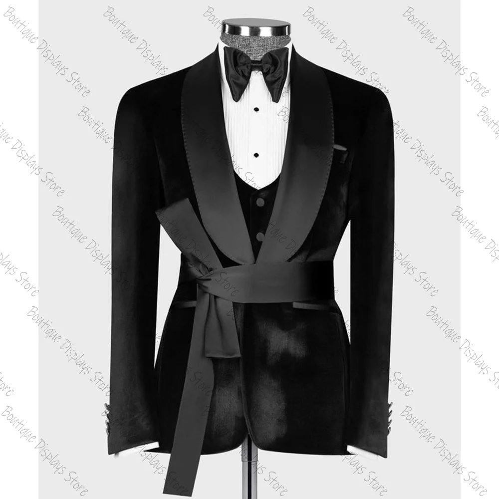 Luxury Black Velvet Single Button Men Suit Peaked Lapel Business Casual Formal Costume Homme 3 Pcs Set Jacket Pants Vest
Luxury Black Velvet Single Button Men Suit Peaked Lapel Business Casual Formal Costume Homme 3 Pcs Set Jacket Pants Vest