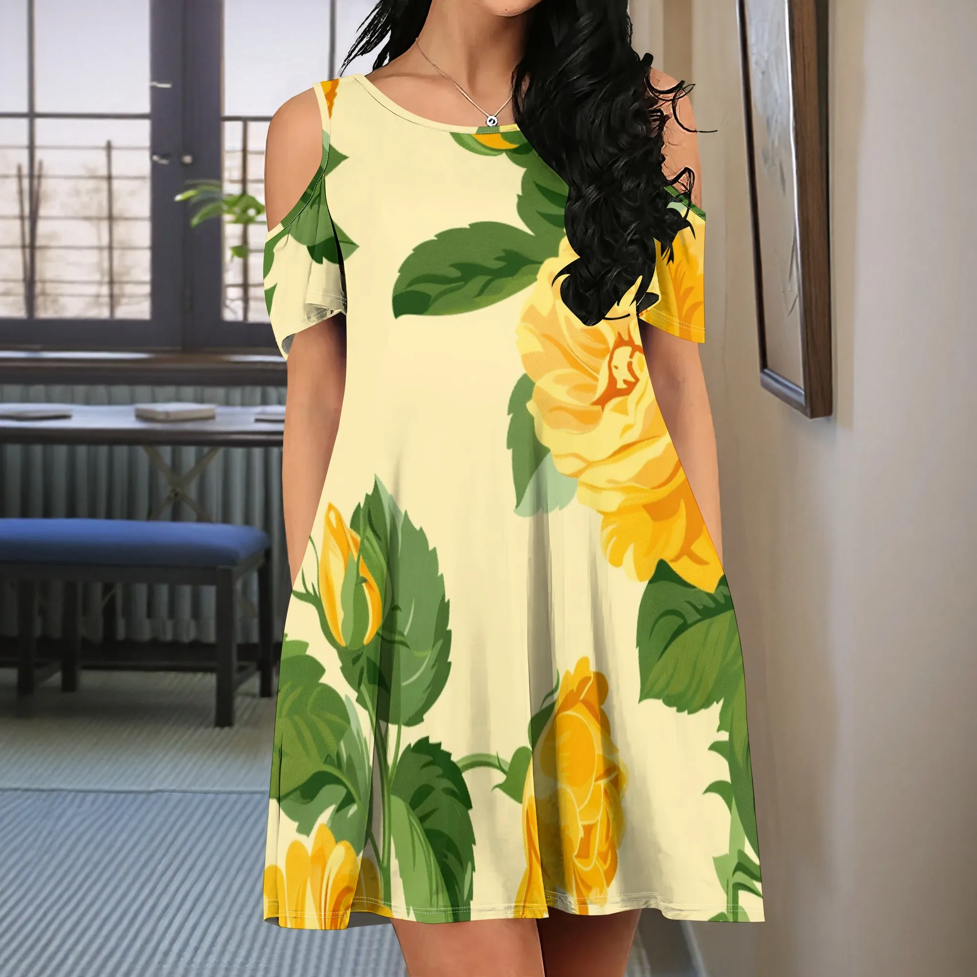 Yellow Rose Print Cold Shoulder Dress S-3XL – Elegant Floral Style for Summer Brunch, Garden Party & Day Out
Yellow Rose Print Cold Shoulder Dress S-3XL – Elegant Floral Style for Summer Brunch, Garden Party & Day Out