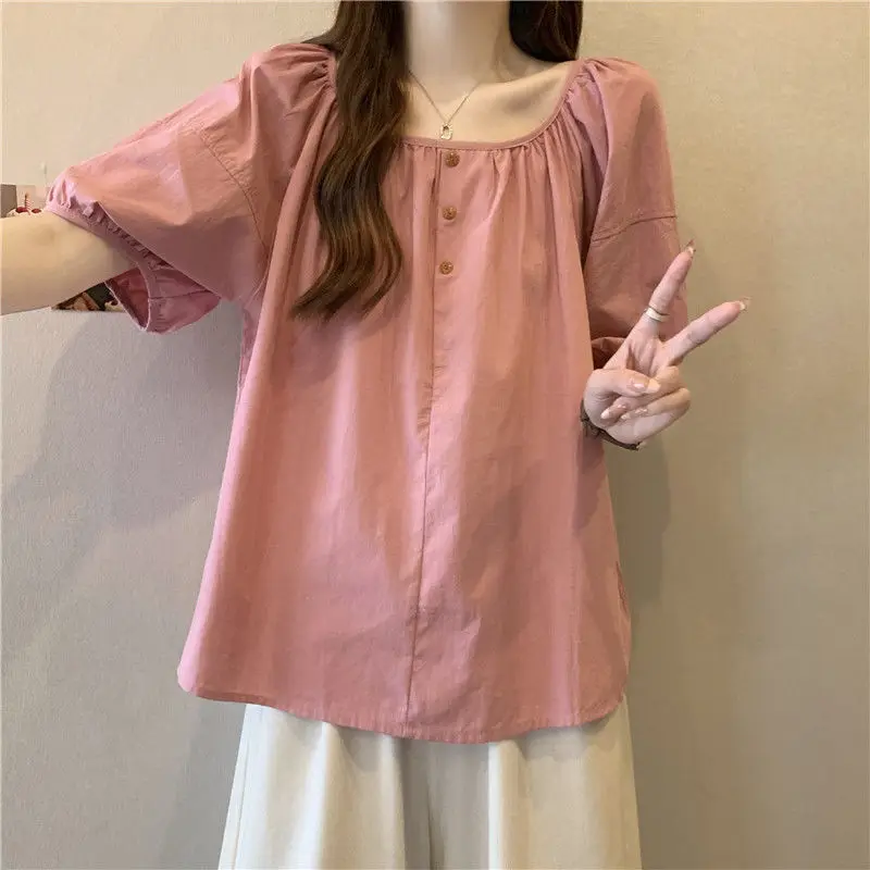 Pink Square Collar Puff Sleeve Short Sleeve Shirt Women Summer Large Size Fat Mm This Year's Popular Small Shirt Doll Shirt Top
Pink Square Collar Puff Sleeve Short Sleeve Shirt Women Summer Large Size Fat Mm This Year's Popular Small Shirt Doll Shirt Top