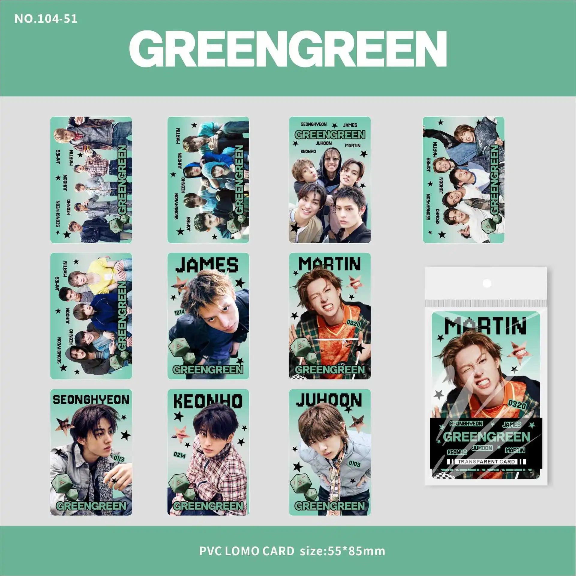 10Pcs/Set Idol CORTIS New Album GREENGREEN Plastic Transparent Cards Lomo Cards Martin James Juhoon Seonghyeon Keonho Fans Gifts
10Pcs/Set Idol CORTIS New Album GREENGREEN Plastic Transparent Cards Lomo Cards Martin James Juhoon Seonghyeon Keonho Fans Gifts