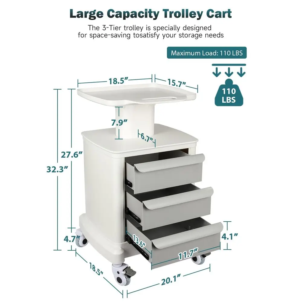 Trolley Cart for Portable Ultrasound Imaging Scanner Vehicle Trolley Beauty Storage Cart 115 LBS Load with 3 Drawers 4 Wheels f
Trolley Cart for Portable Ultrasound Imaging Scanner Vehicle Trolley Beauty Storage Cart 115 LBS Load with 3 Drawers 4 Wheels f