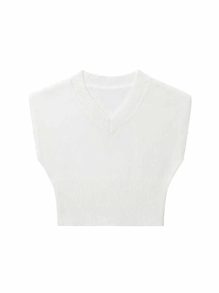European and American style autumn new fashion casual women's clothing design sense plain needle V neck sleeveless short vest
European and American style autumn new fashion casual women's clothing design sense plain needle V neck sleeveless short vest