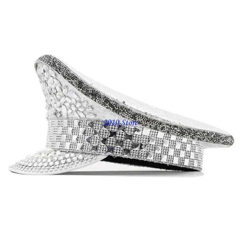 F3MF Luxurious Marine Hat with Decorative Rhinestones and Rivet Studded Cool Styles Top Hat for Music Festival Gathering
F3MF Luxurious Marine Hat with Decorative Rhinestones and Rivet Studded Cool Styles Top Hat for Music Festival Gathering