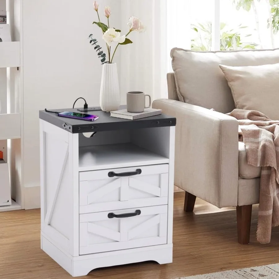 Bedside Tables with Charging Station 2 Drawers USB and Type-C Ports Industrial Bedside Table with Storage End Tables for Bedroo
Bedside Tables with Charging Station 2 Drawers USB and Type-C Ports Industrial Bedside Table with Storage End Tables for Bedroo
