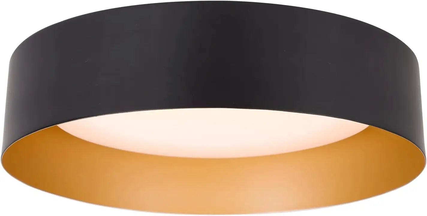 12.5" LED Ceiling Light, Matte Black with Gold Inside, 3000K Warm White, Dimmable, 18W (100W Equiv.) for Bedroom Hallway
12.5" LED Ceiling Light, Matte Black with Gold Inside, 3000K Warm White, Dimmable, 18W (100W Equiv.) for Bedroom Hallway