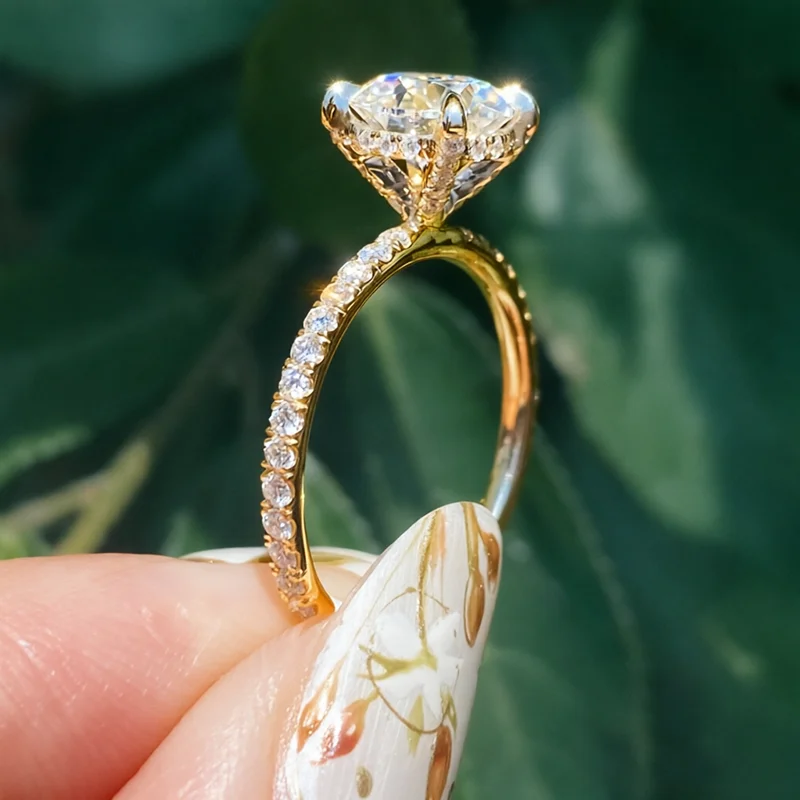 CxsJeremy Solid 14K 585 Yellow Gold 1.5ct 7.5mm DF Color Round Cut Moissanite Under Halo Engagement Ring for Women Wedding Gift
CxsJeremy Solid 14K 585 Yellow Gold 1.5ct 7.5mm DF Color Round Cut Moissanite Under Halo Engagement Ring for Women Wedding Gift