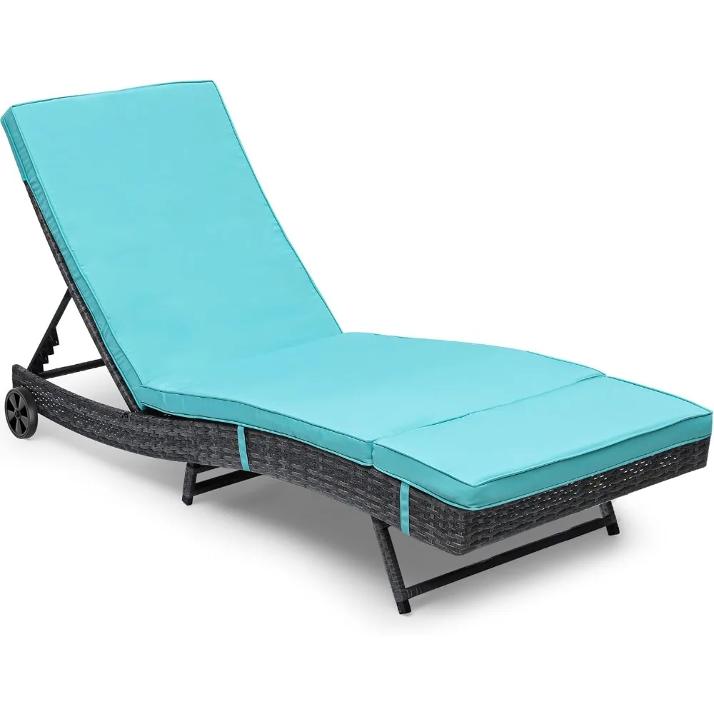 Wicker Chaise Lounge Outdoor PE Rattan Pool Lounge Chair with Adjustable Backrest and Removable Cushion & Wheels for
Wicker Chaise Lounge Outdoor PE Rattan Pool Lounge Chair with Adjustable Backrest and Removable Cushion & Wheels for