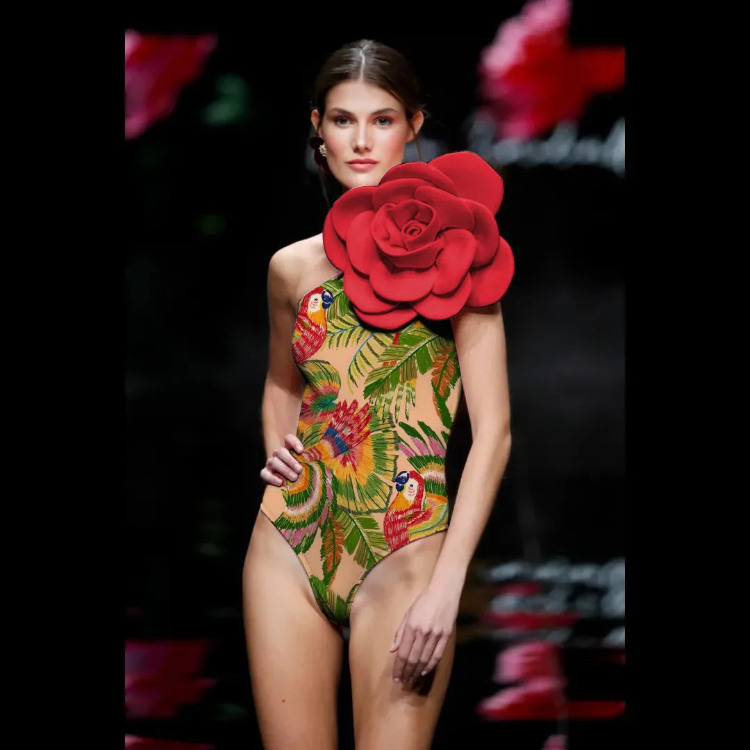 Women 3D Flower and Plantain Bodysuit Appliuqes Designer One Shoulder Slim Parrot Printing Tops Female Clothing
Women 3D Flower and Plantain Bodysuit Appliuqes Designer One Shoulder Slim Parrot Printing Tops Female Clothing