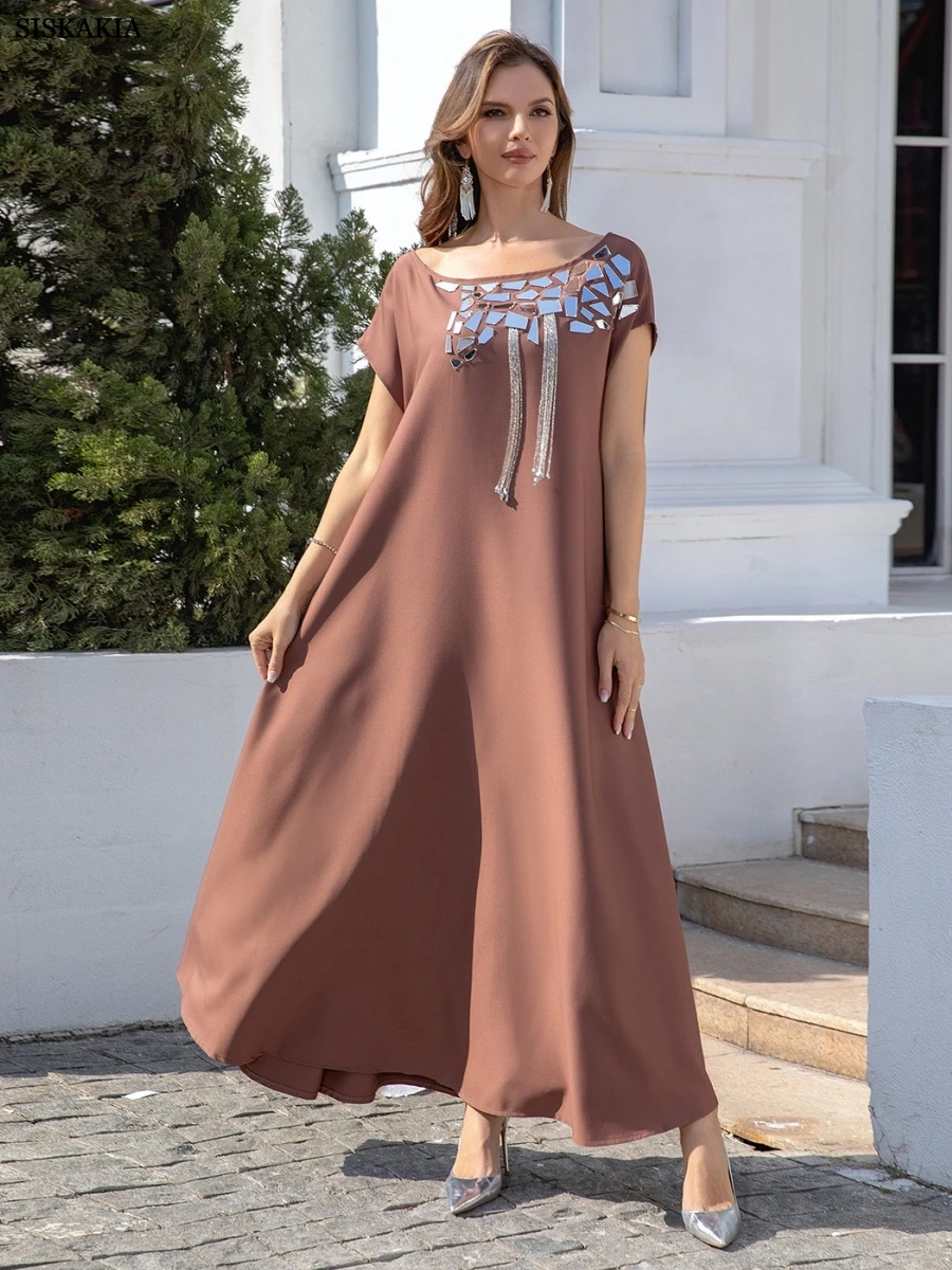 Siskakia Sequins Luxury Abaya Woman Evening Dress Fashion Tassel Short Sleeve Elegant Clothes
Siskakia Sequins Luxury Abaya Woman Evening Dress Fashion Tassel Short Sleeve Elegant Clothes