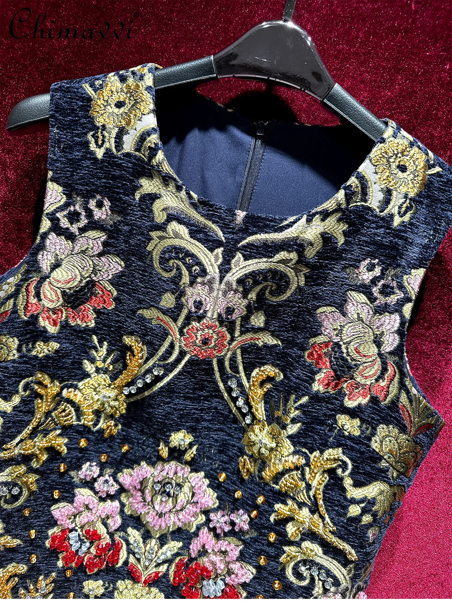 French Elegant Socialite Heavy Industry Beading Jacquard Party Dress Round Neck Sleeveless High Waist A-line Short Dress Women
French Elegant Socialite Heavy Industry Beading Jacquard Party Dress Round Neck Sleeveless High Waist A-line Short Dress Women