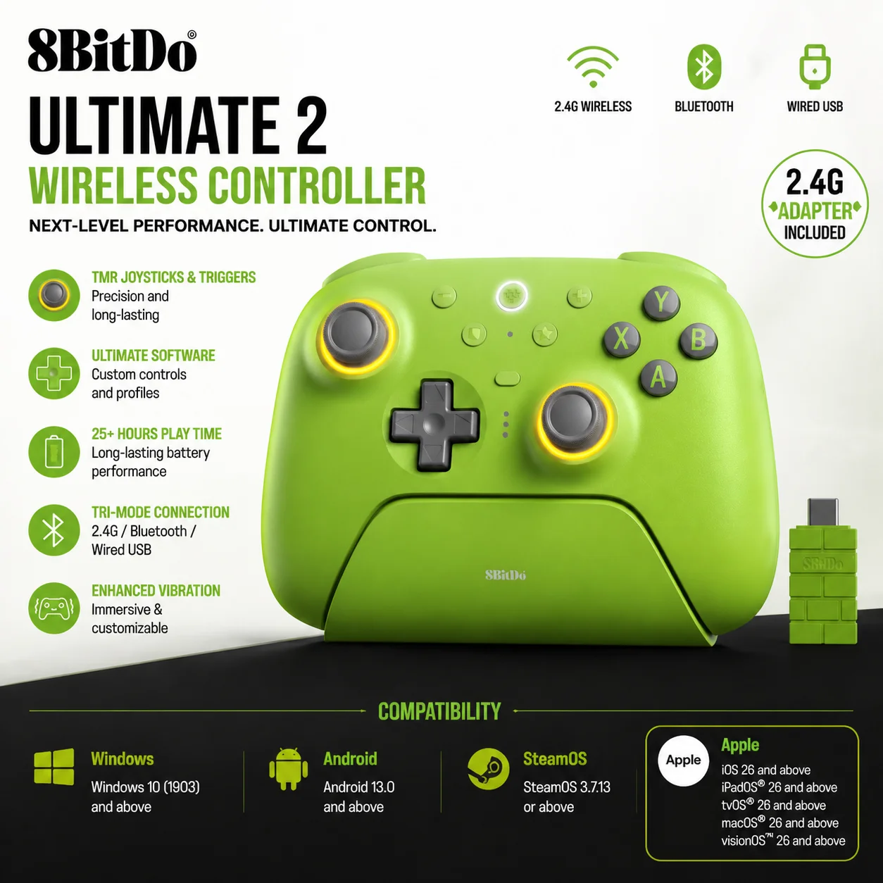 8BitDo Ultimate 2 Wireless 2.4G Game Controller Gamepad Joystick with Charging Dock for PC Windows Steam Android Game Accessory
8BitDo Ultimate 2 Wireless 2.4G Game Controller Gamepad Joystick with Charging Dock for PC Windows Steam Android Game Accessory