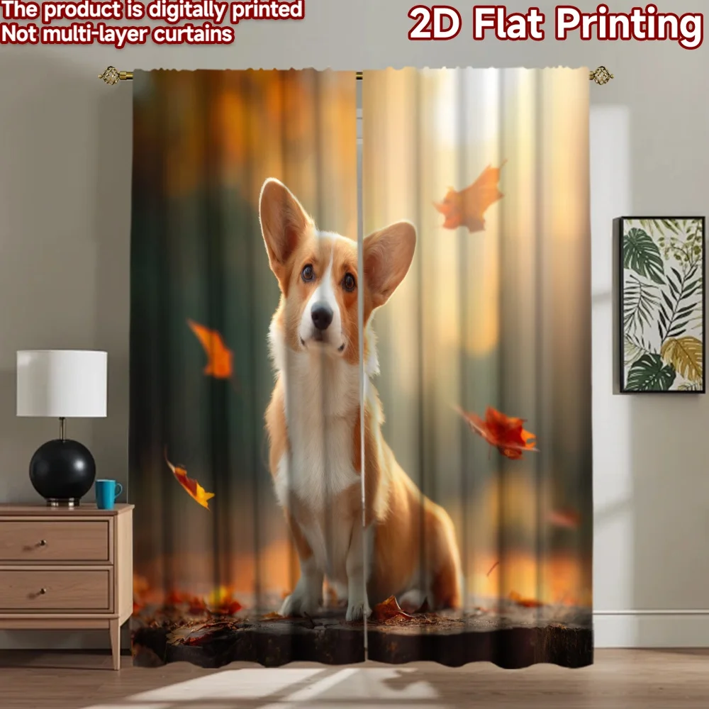 2D flat printing 2pcs Window Curtains Cute Corgi Autumn Leaves Digital Printed Polyester Drapes Festive Wall Decor Perfect for
2D flat printing 2pcs Window Curtains Cute Corgi Autumn Leaves Digital Printed Polyester Drapes Festive Wall Decor Perfect for