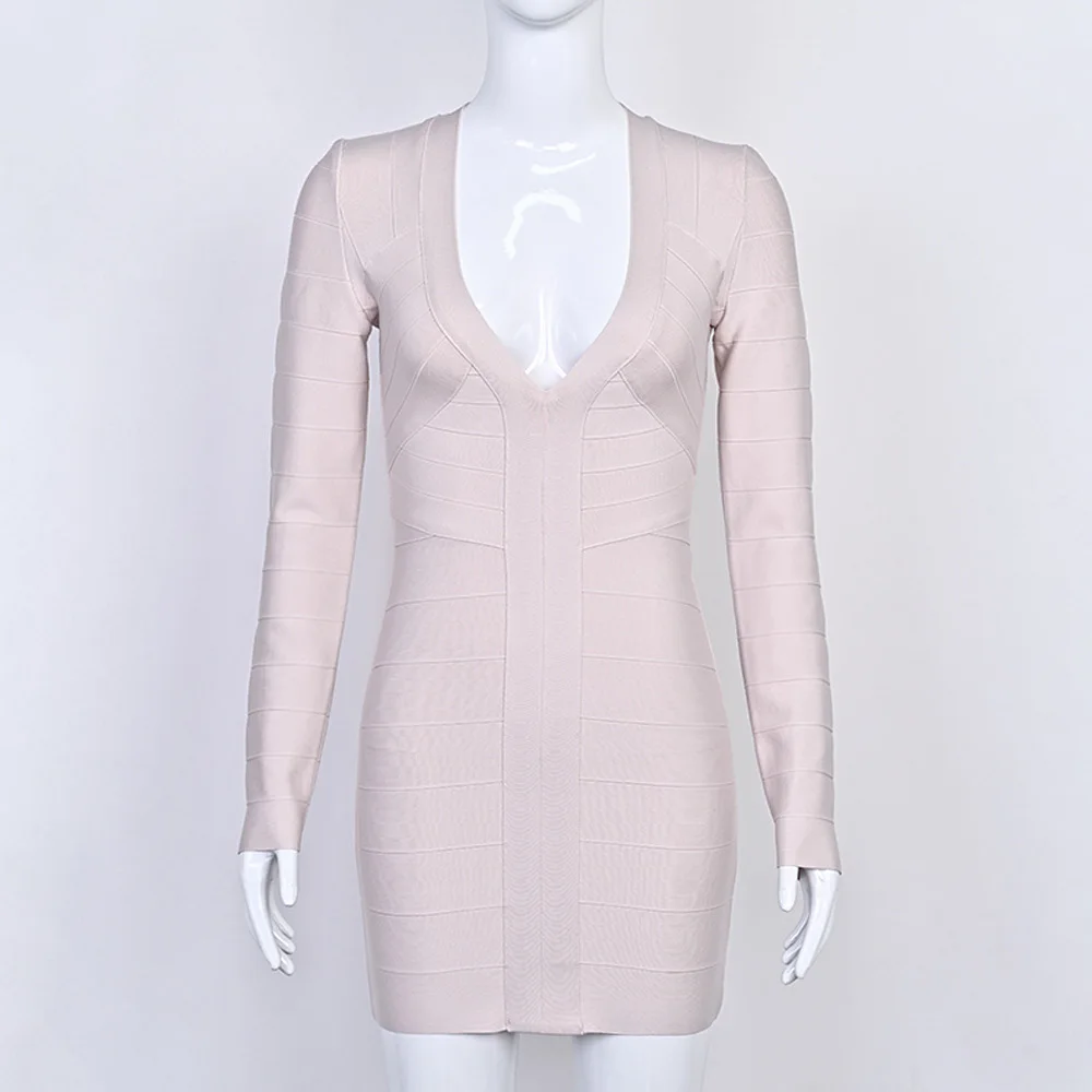Fashion Bandage Short Dress Deep V-Neck Long Sleeve Sexy Bodycon Elastic Waist Slim Fit for Concert Dinner Club Party Clothing
Fashion Bandage Short Dress Deep V-Neck Long Sleeve Sexy Bodycon Elastic Waist Slim Fit for Concert Dinner Club Party Clothing