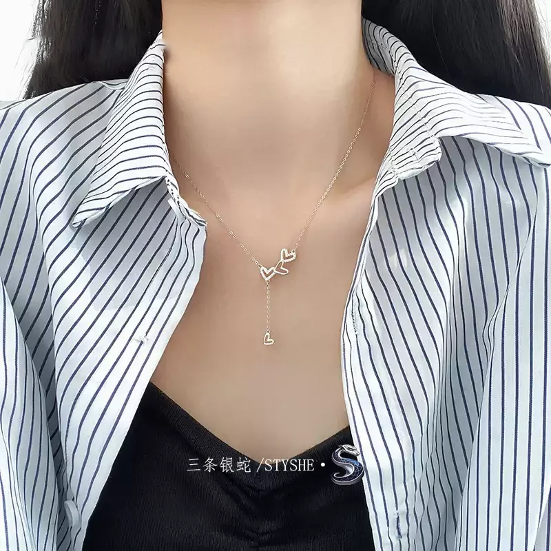 STYSHE S925 Sterling Silver Cutout Love Tassel Necklace 2024 New Popular Fashion Sweet Commuter Clavicle Chain
STYSHE S925 Sterling Silver Cutout Love Tassel Necklace 2024 New Popular Fashion Sweet Commuter Clavicle Chain