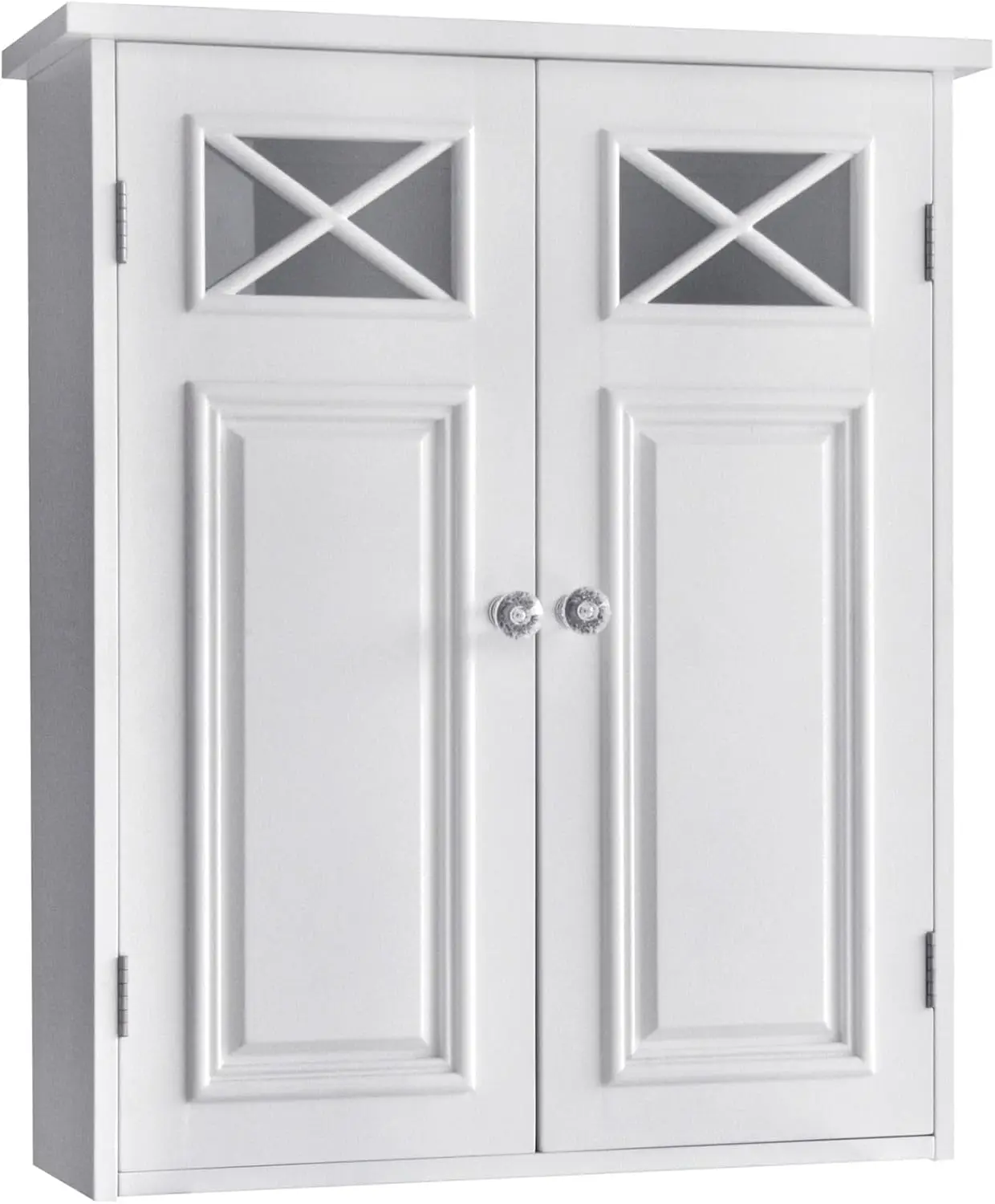 Dawson Wooden Over The Toilet Bathroom Medicine Cabinet with Adjustable Shelf, Storage Spaces, and Crystal Knobs in White
Dawson Wooden Over The Toilet Bathroom Medicine Cabinet with Adjustable Shelf, Storage Spaces, and Crystal Knobs in White