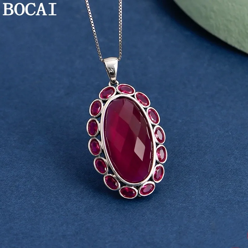 BOCAI New S925 Sterling Silver Pendants for Women New Fashion Ancient Palace Style Inlaid Cutting Surface Corundum Jewelry
BOCAI New S925 Sterling Silver Pendants for Women New Fashion Ancient Palace Style Inlaid Cutting Surface Corundum Jewelry