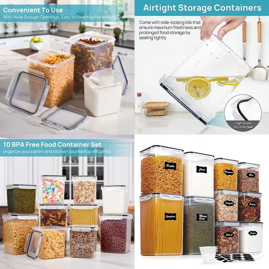 10 PCS Flour and Sugar Storage Container, Large Airtight Food Canisters with Lids for Kitchen, Pantry Organization, BPA Free, B
10 PCS Flour and Sugar Storage Container, Large Airtight Food Canisters with Lids for Kitchen, Pantry Organization, BPA Free, B