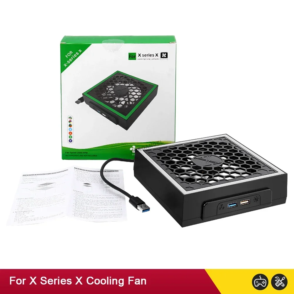 For Xbox Series X Console with Colorful Light Strip Cooling Fan With 2 USB Port Cooler Fan Top Cooling Fan For XSX Accessories
For Xbox Series X Console with Colorful Light Strip Cooling Fan With 2 USB Port Cooler Fan Top Cooling Fan For XSX Accessories