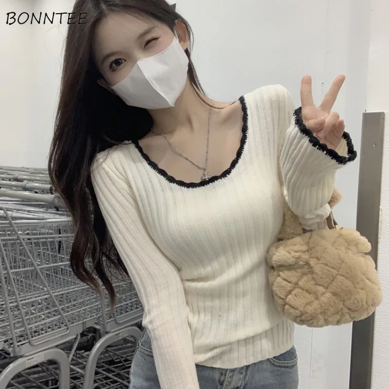 Autumn Chic Knitted Pullovers Women Elegant Slim Tops Spring Basic Simple Ladies Sweater Ribbed Solid Warm Soft Knitwear Sweet
Autumn Chic Knitted Pullovers Women Elegant Slim Tops Spring Basic Simple Ladies Sweater Ribbed Solid Warm Soft Knitwear Sweet