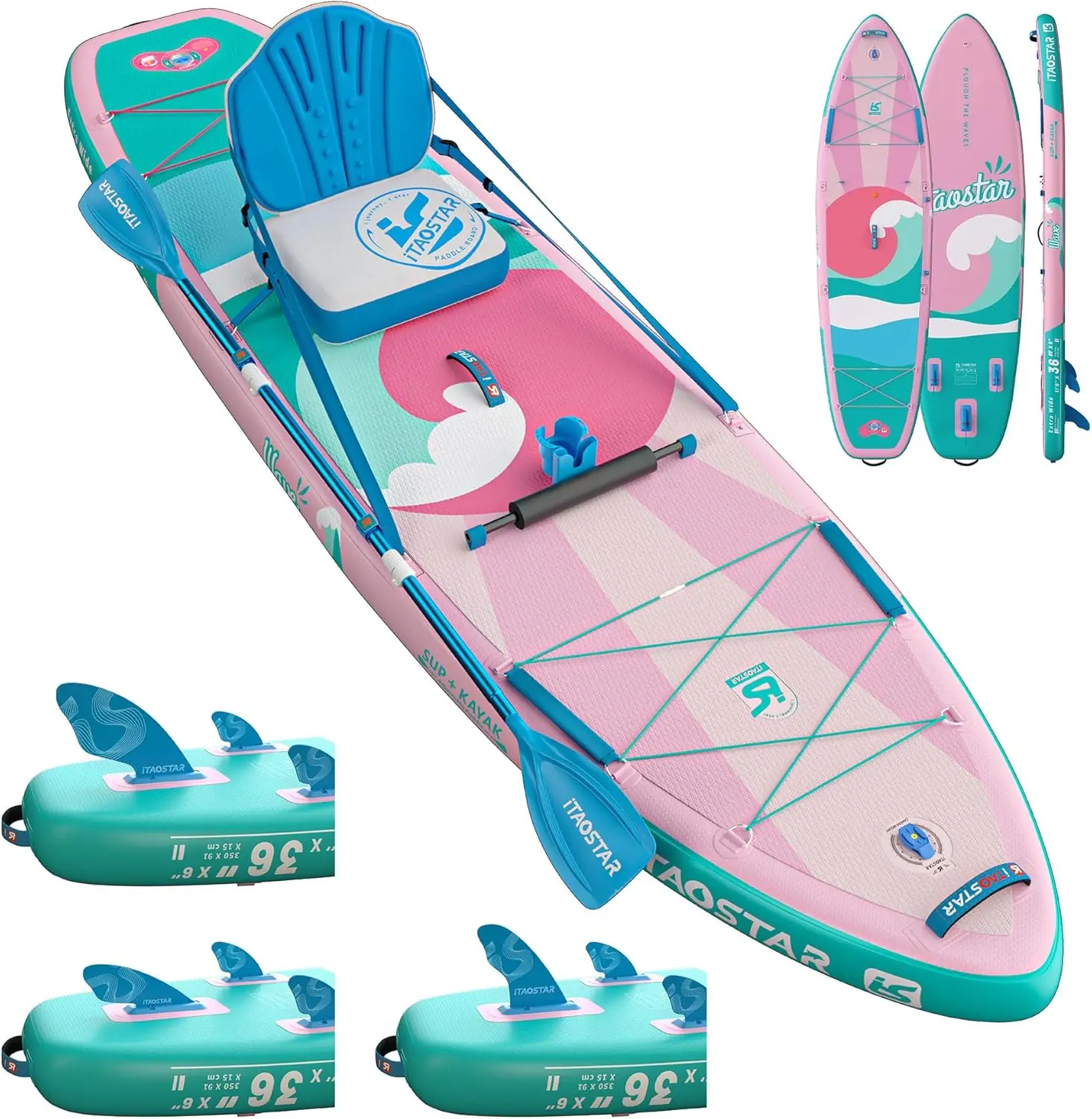 Billow 11'6"×36" Extra Wide Paddle Board with Seat, One-Stop Premium SUP Board Accessories, Tailored Fins, Stable Inflatable Sta
Billow 11'6"×36" Extra Wide Paddle Board with Seat, One-Stop Premium SUP Board Accessories, Tailored Fins, Stable Inflatable Sta
