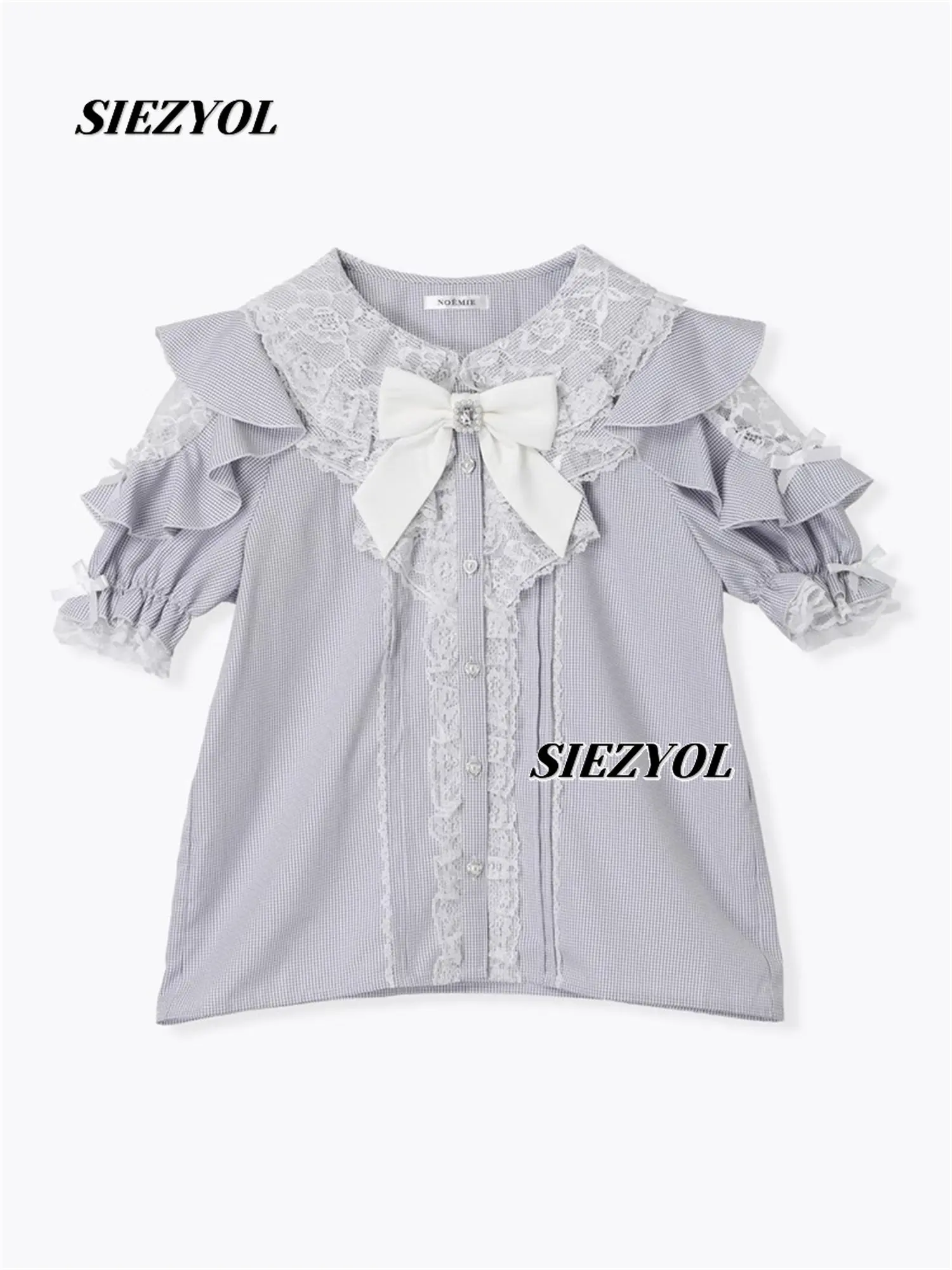Summer New Arrivals Sweet Tops Women's Bowknot Short-sleeve Blouse Cute Versatile Turn-down Collar Lace Button-down Shirt
Summer New Arrivals Sweet Tops Women's Bowknot Short-sleeve Blouse Cute Versatile Turn-down Collar Lace Button-down Shirt