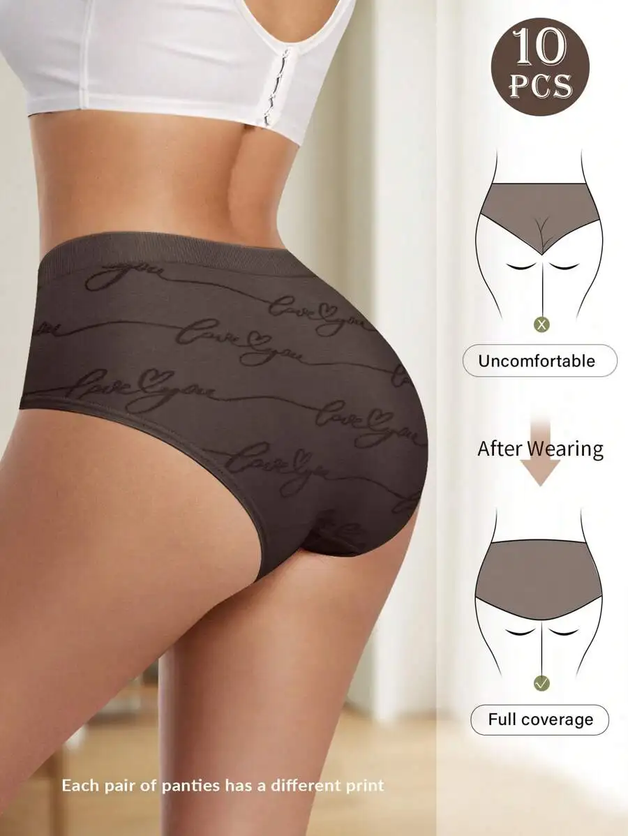 10 Pcs Women Low Waist Panties Comfortable Breathable Printed Briefs
10 Pcs Women Low Waist Panties Comfortable Breathable Printed Briefs