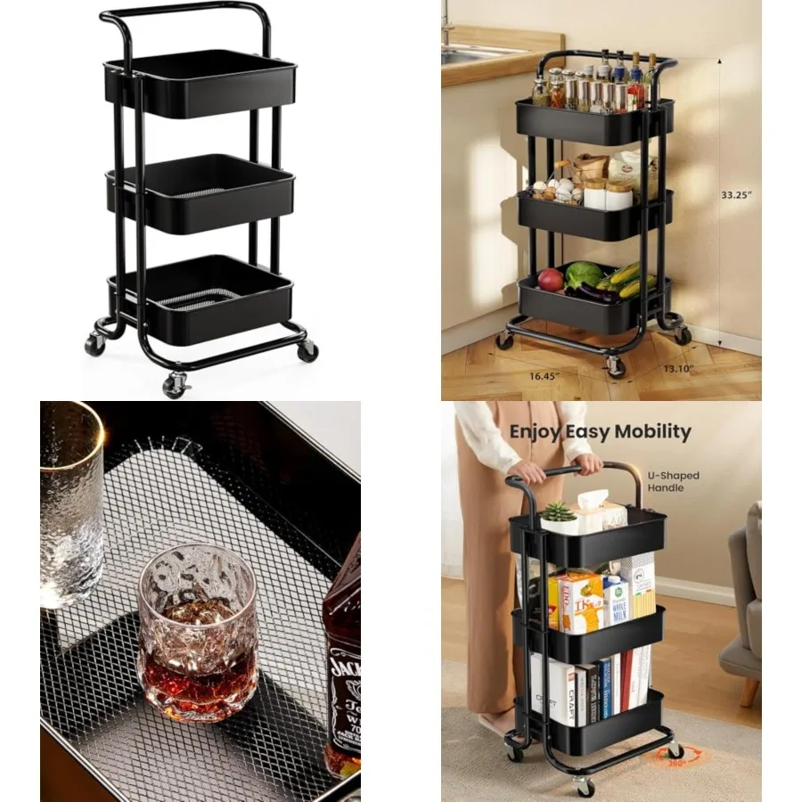 3 Tier Mesh Utility Cart, Rolling Metal Organization Cart with Handle and Lockable Wheels, Multifunctional Storage Shelves for
3 Tier Mesh Utility Cart, Rolling Metal Organization Cart with Handle and Lockable Wheels, Multifunctional Storage Shelves for