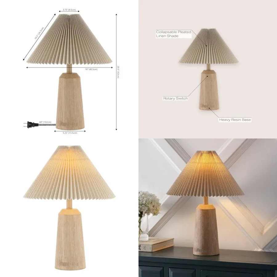 20.5" Resin Cylinder Table Lamp Modern Rustic Scandinavian Bedside Lamp for Living Room Bedroom with Pleated Empire Shade LED B
20.5" Resin Cylinder Table Lamp Modern Rustic Scandinavian Bedside Lamp for Living Room Bedroom with Pleated Empire Shade LED B