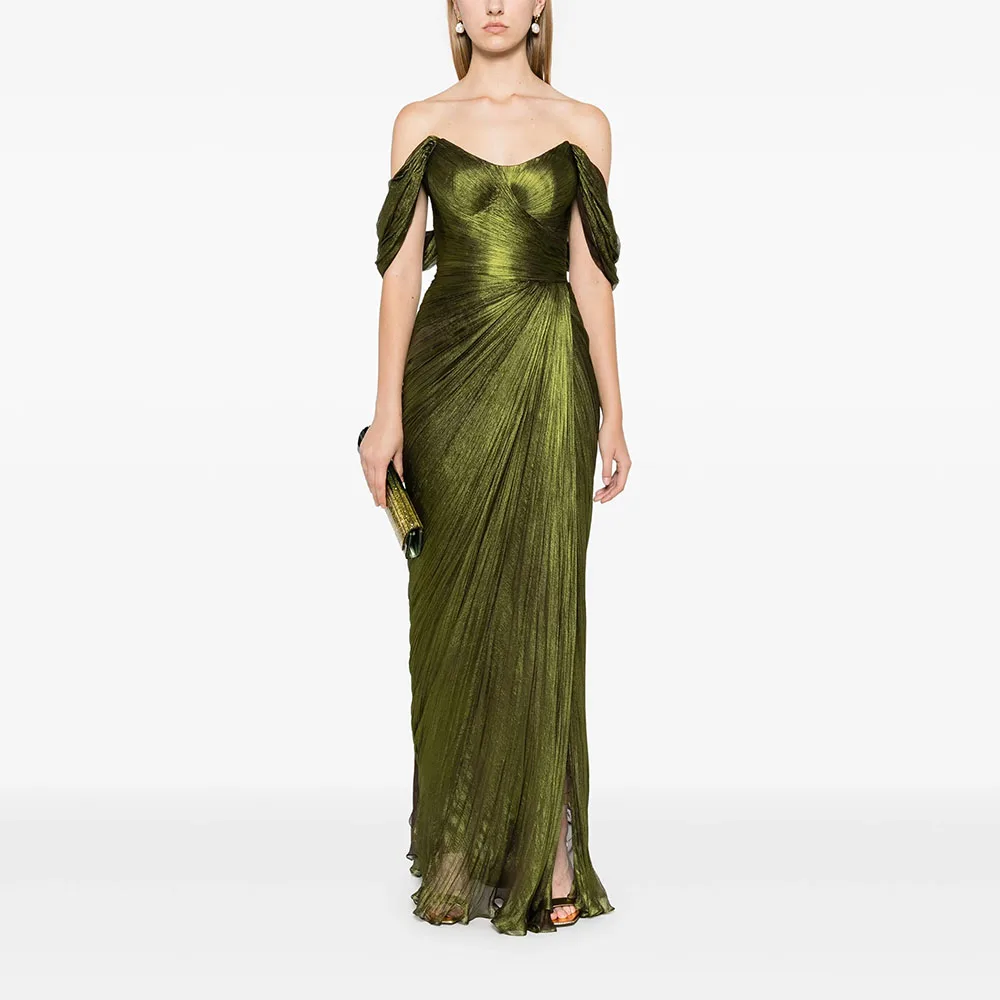 Elegant Evening Dress Off The Shoulder Pleat Sleeveless Evening Gowns Chiffon Straight Floor Length Paty Dresses Customized
Elegant Evening Dress Off The Shoulder Pleat Sleeveless Evening Gowns Chiffon Straight Floor Length Paty Dresses Customized