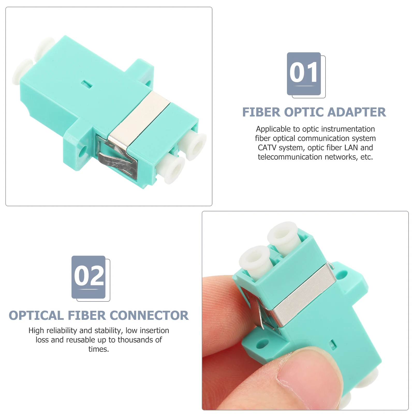 LC Female to LC Female Duplex Fiber Optic Connector Coupler Adapter OM4 Low Loss Reusable Fiber Connectors Cable Accessories
LC Female to LC Female Duplex Fiber Optic Connector Coupler Adapter OM4 Low Loss Reusable Fiber Connectors Cable Accessories