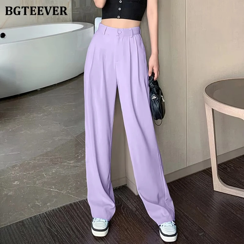 BGTEEVER Summer Straight Pants for Women High Waist Single Button Loose Female Wide Leg Trousers Solid Ladies Suit Pants
BGTEEVER Summer Straight Pants for Women High Waist Single Button Loose Female Wide Leg Trousers Solid Ladies Suit Pants