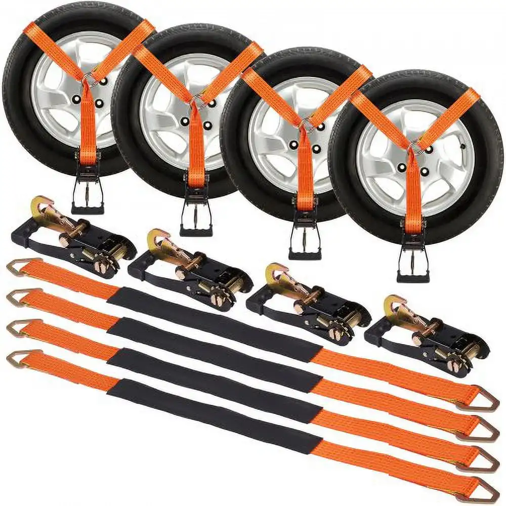 Ratchet Tie Down Straps Kit, 2" x 120" Tire Straps, 5512 LBS Working Load, 11023 LBS Breaking Strength, Car Tie Down Straps with
Ratchet Tie Down Straps Kit, 2" x 120" Tire Straps, 5512 LBS Working Load, 11023 LBS Breaking Strength, Car Tie Down Straps with
