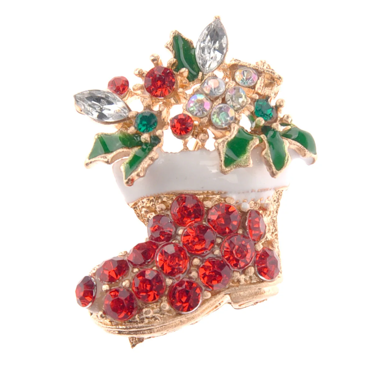 Christmas Boot Brooch Gold Plated Multi-Color Crystal Rhinestones Sparkling Pin Decorative Christmas Eve Accessory
Christmas Boot Brooch Gold Plated Multi-Color Crystal Rhinestones Sparkling Pin Decorative Christmas Eve Accessory