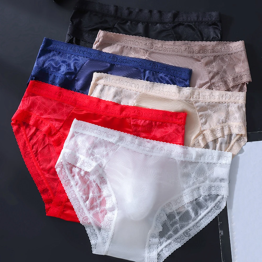 Men's Lace Briefs Thin Seamless Mesh Sheer Ice Silk Briefs 3D Bulge Pouch Underwear Sexy And Minimalist Underwear
Men's Lace Briefs Thin Seamless Mesh Sheer Ice Silk Briefs 3D Bulge Pouch Underwear Sexy And Minimalist Underwear